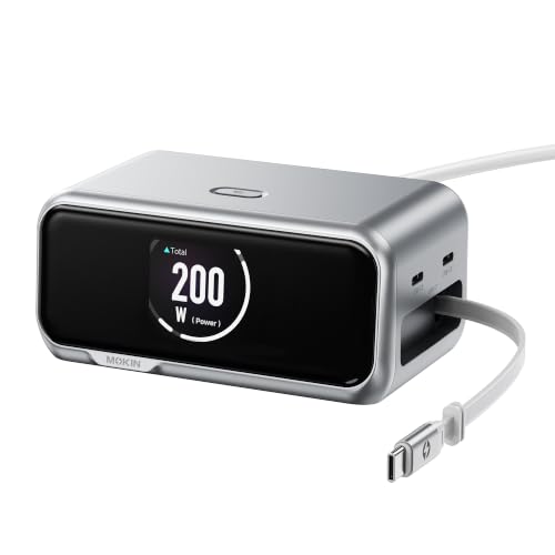 Image of MOKiN 200W Charging Station with Retractable Cord, 6-Port Desktop Charger