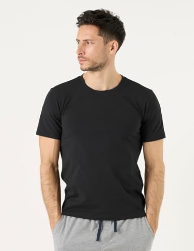 LAPASA Mens Cotton T-Shirt 3 Pack Stretch Solid Plain Short Sleeve Tag-Free Crew & V Neck Regular-Fit Soft M05/M064