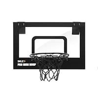 SKLZ Pro Mini Micro Basketballkorb, einfach zu montierendes, bruchsicheres Brett, Schaum-Mini-Ball dabei, ideal für Zuhause, Büro, oder Wohnheim - klar, strapazierfähiges 3-lagiges Netz