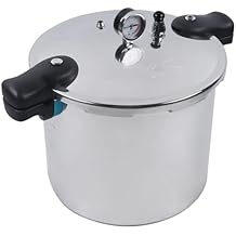 23-Quart Large Capacity Pressure Cooker and Cookware with Pressure Gauge Release Valve Silver5-0.1 Quarts