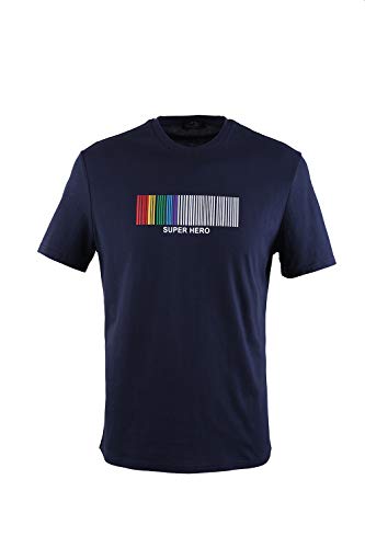0129Voray Ga Camiseta Hombre algodón Estampado Dibujo Bar Code (Marino, l)