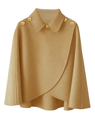 JFAN Poncho Damen Winter Warm Elegant Cape Cardigan Poncho mit Revers...