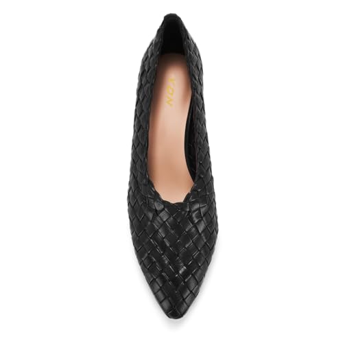 YDN Women's Pointy Toe Slip On Checkered Pumps Low Chunky Block Stacked Heels Fashion Daily Wear Shoes Size 4-16 US4