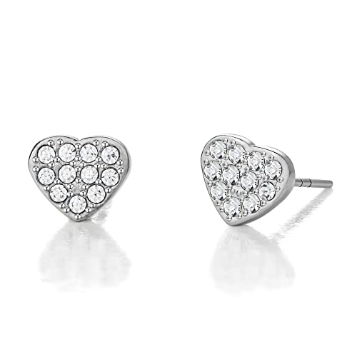Limerencia G23 Pure Titanium Hypoallergenic Earrings, F136 Implant Grade Titanium Studs Suitable for Sensitive Ears Delicate Jewelry (CZ Cluster Heart, Silve)