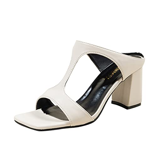Sandales en cuir pour femme à talon idéal pour des soirées d'été et mariages en blanc 38