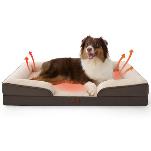 Image of Bedsure Self Warming Orthopedic Dog Beds Large Sized Dog - Washable Large Dogs Bed Waterproof, Big Comfort Dogs Couch Sofa with Removable Cover, Pet Bed with Nonskid Bottom, Brown, Non-Electric