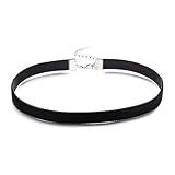 AnotherKiss Classic Black Velvet Choker Necklace for Women - Ultra Comfortable Stretch Velvet Ribbon, Halloween Birthday Party Decorations, Gothic Jewelry Cosplay, Thin 3/8 inch (1cm)