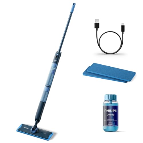 Philips OneUp 5000 Serie Elektrischer Wischmopp - 2X sauberere Böden 2X schnelleres Wischen 2 Feuchtigkeitseinstellungen Kabellos mit 360 Drehgelenk und 2 Pads (XV5113/11)