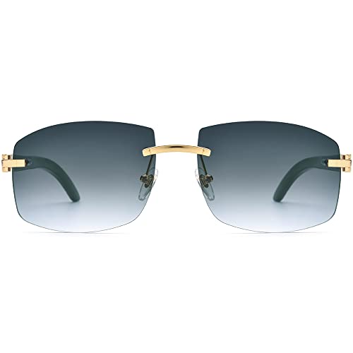 HEPIDEM 100% Really Buffalo Horn Natural Mussel Shell Rimless Sunglasses 7063