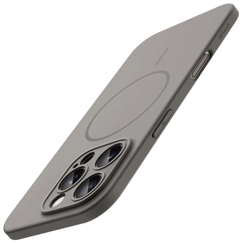 JETech Magnetic Slim Case for iPhone 16 Pro 6.3-Inch Compatible with MagSafe Full Camera Lens Protection Ultra-Thin Lightweight Matte Finish Minimalist Phone Cover (Natural Titanium)
