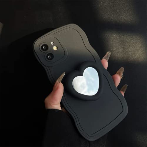 Coque Samsung S22 FE Note 20 silicone liquide miroir coeur noir protection antichoc