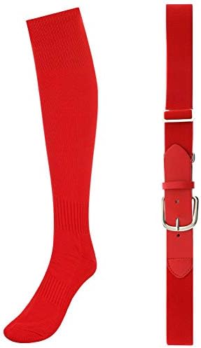 Baseball Belt & Socks Combo Set, Softball Football Soccer Socks Baseball Belt Combo Set for Adult