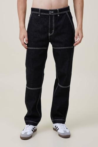 Image of KOTTY Men's Striped Aswad Black Button Regular Fit Jeans