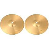 SUPVOX 2pcs 8 Inch Brass Crash Ride Hi-Hat Cymbals for Beginners and Professionals, Golden Drum Percussion Instrument