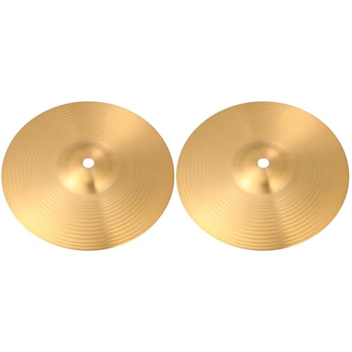 SUPVOX 2pcs 8 Inch Brass Crash Ride Hi-Hat Cymbals for Beginners and Professionals, Golden Drum Percussion Instrument