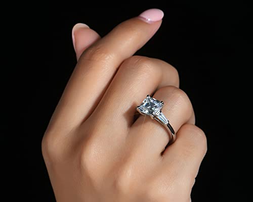 Ainuoshi Engagement Rings For Women 3Ct Asscher Cut Cubic Zirconia Cz 925 Sterling Silver Wedding Rings Christmas Gifts For Women Anniversary Valentines Day Gifts For Her thumb #4