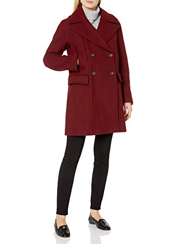 Vince Camuto Women's Double Breasted Wool Coat, Oxblood, Medium