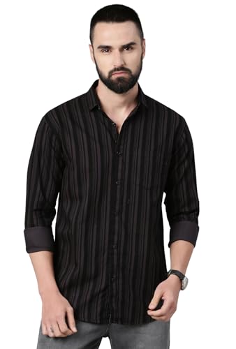 Image of Majestic Man Men's Standard Slim Fit Striped Pure Cotton Casual Shirt