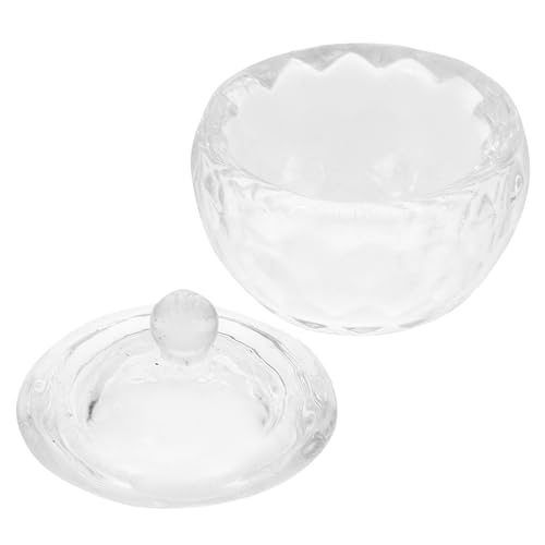 Recipiente de vidrio para uñas con tapa