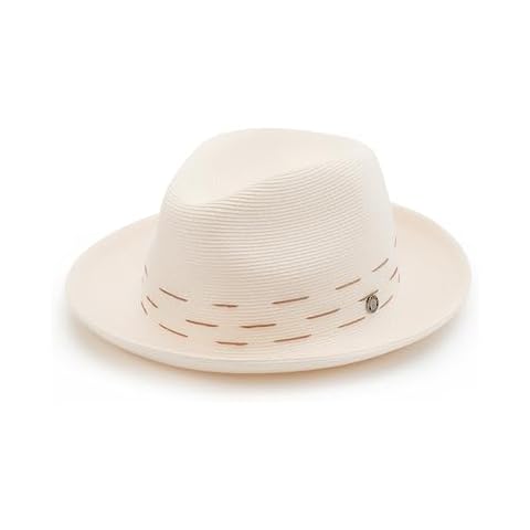 Pineapple&Star Genoa Fedora Bucket Sun Straw Beach Hat Fine Braid UPF50+ Unisex (Medium, Off-White Loewe) Cover