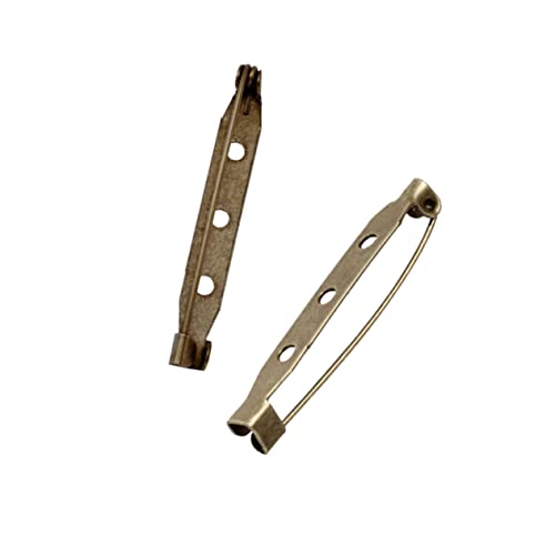 OSALADI 200Pcs Bronze Brooch Pin Backs with Three Holes Safety Clasp for DIY Crafts and Jewelry Making Durable Material for Corsages and Name Badges