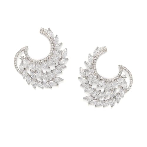 Image of Rubans Stud Earrings Oversized Fashionable American Diamond Stylish Jewellery Gift for Women & Girls