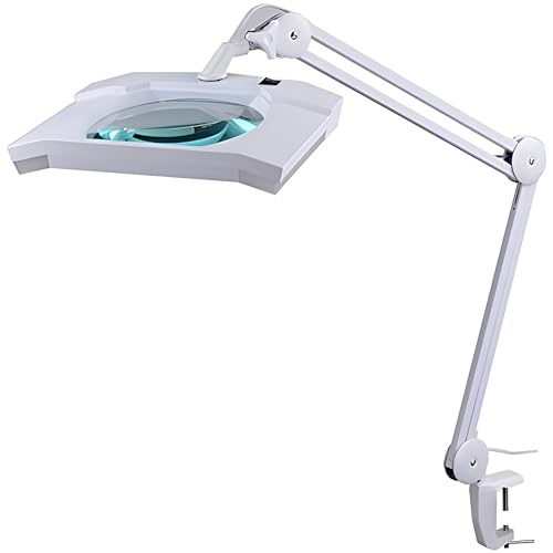 SEMPLIX LED Lupen-Tischleuchte 3D weiß (Linse 189 x 127 mm/Tischklemme)