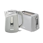Geepas 650W 2 Slice Bread Toaster & 2200W Illuminating Electric Kettle Combo Set - 1.7L Cordless Jug Kettle for Hot Water Tea, Toaster with 6 Level Browning Control, Cancel - 2 Year Warranty, Grey