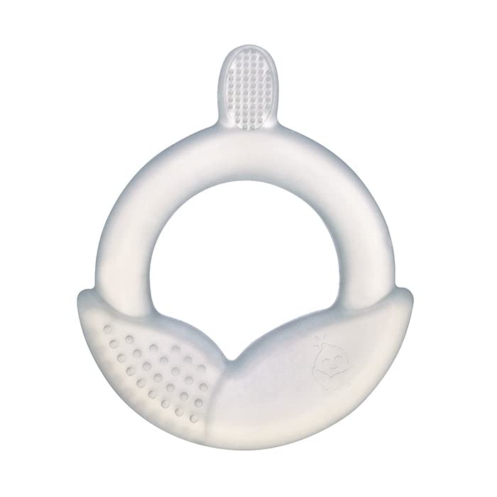 Image of green sprouts Teether Toothbrush Made from Silicone | Baby's First Toothbrush |Safe Teething Ring Handle | 100% Food-Grade LFGB Silicone Without BPA, BPS, BPF | Sterilizer Safe, Clear