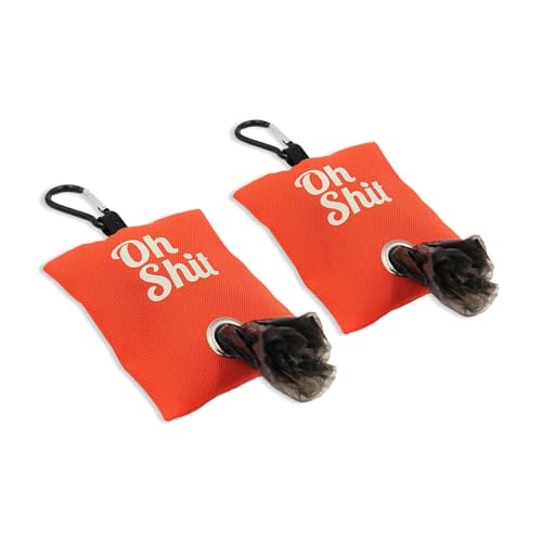 Image of 2 Pack Dog Poop Bag Dispenser with Clip, Doggie Poop Bag Holders for Leashes, Dog Waste Bag Dispenser, Doggy Bag Holder Pouch, Lightweight Fabric for Pet Running Walking Hiking (Orange)
