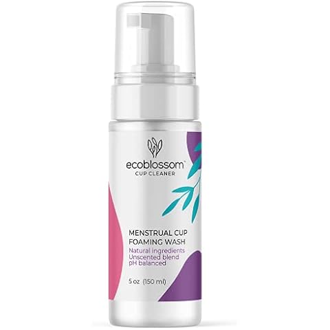 EcoBlossom Menstrual Cup Cleaner - Unscented Foaming Sterilizer Wash for Silicone Period Discs - Wipes Clean, Organic Ingredients, Natural, pH-Balanced - 5oz Cover