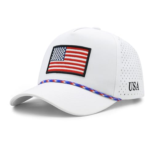 YQZUWUXE Men & Women American Flag Trucker Hat USA Quick Dry Baseball Cap Patriotic Red White and Blue Hat 4th of July Outfits for Summer