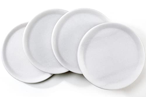 CHISELED ST DF SK White Marble Coasters Raised Edges- Designer Drink Coasters - Large Coasters for Coffee Table Kitchen Bar Dinning - Generous 4 Wide Set of (4)