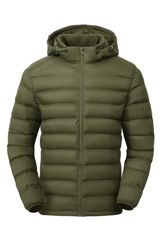 Image of Gopune Men's Lightweight Puffer Jacket Detachable Hooded Water Resistant Puffy Winter Down Jackets for Snow Ski Travel