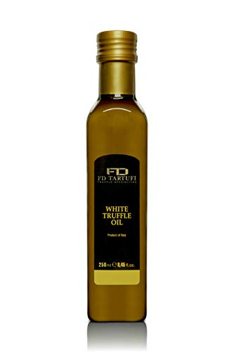 FD TARTUFI White Truffle Oil 250 ml (8.45fl oz) Gourmet Food Seasoning | Dressing - Made in Italy | Extra Virgin Olive Oil | Kosher | Vegetarian - non gmo