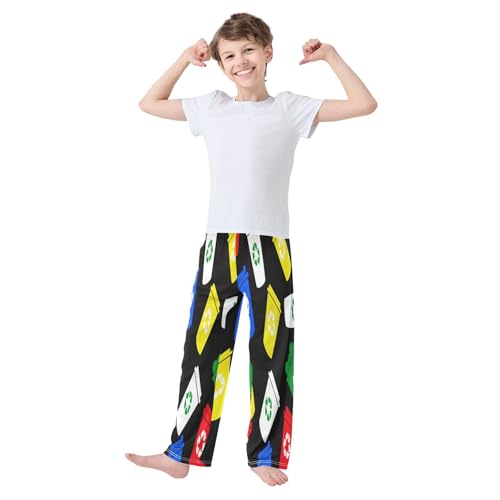 Trash Bin Colorful Pattern Pajama Pants Soft PJ Bottoms Lounge Pants for Sleepwear Sport Size 6-14 Years3