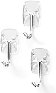 JELLYSUB 15-Hooks, 30-Strips, Clear Small Wire Toggle Hooks Value Pack, Organize Damage-Free Utility Hooks, Hanging Hooks Heavy Duty with Adhesive Strips, No Tools Wall Hooks for Hanging