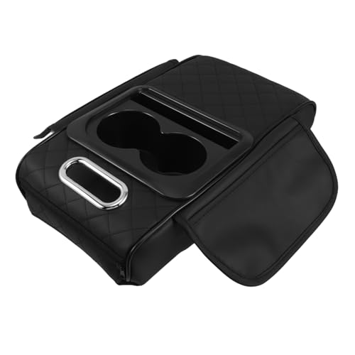 Coussin de accoudoir cuir pu pour voiture avec support de tasse et boîte mouchoirs