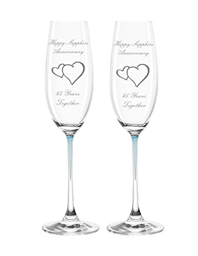 Paire de verres à champagne mariage 45 ans La Perla pour un toast sans fausse note