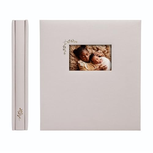 Image of La Lente Premium Scrapbook Album – Acid-Free Photo Album with Writing Space – 100 Pages for Size 4x6 – Holds 500 Photos – Wedding, Baby, Travel & Family Memories (Taupe/Grey)