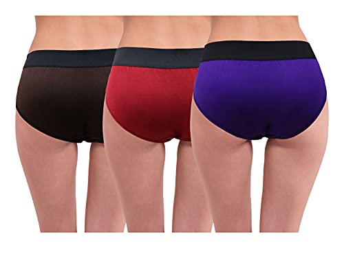Image of RC. ROYAL CLASS Women's Solid Plain Broad Elastic Pure Cotton Hipsters Multicolored Panty(Pack of 3)