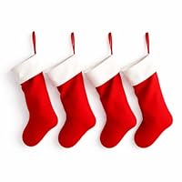 TK Gruppe Timo Klingler 4X rote Weihnachtsstrumpf - Nikolaussocken zum Aufhängen & Befüllen - Kamin Socken an Weihnachten & Nikolaus