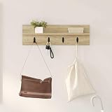 Foknhdi Estantería de pared de roble Sonoma, 60 x 10,5 x 18 cm, diseño moderno de madera, fácil de ahorrar espacio, para pasillo, dormitorio y oficina