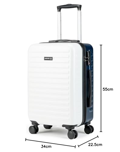Image of Assembly Stark 20 Inch (55 cm) Cabin Luggage Trolley Bag, Unbreakable Polycarbonate Dual-Tone Design, TSA Lock, Silent 8 Spinner Wheels, Hard Shell Travel Cabin Trolley White-Blue