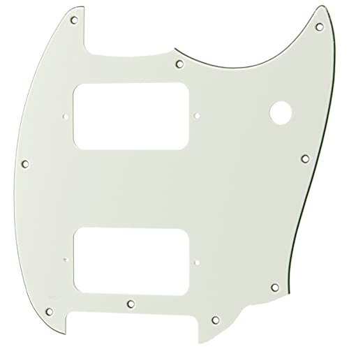 Image of Musiclily Pro 9 Holes Round Corner HH Guitar Pickguard 2 Humbuckers for Squier Bullet Series Mustang Electric Guitar, 3Ply Aged White