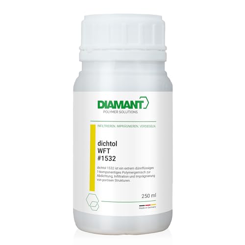 DIAMANT dichtol WFT 250ml – Universal Dichtmittel, transparent, wasserfest mit Trinkwasserzulassung – Sofortige Abdichtung feiner Risse und Poren bis 0,1mm – für Metall, Kunststoff, Beton, Keramik