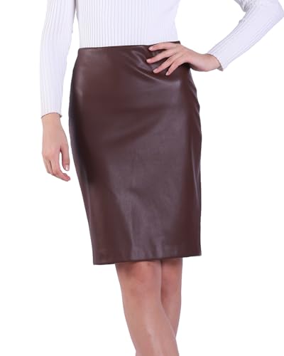 DIASHINY Faux Leather Skirt for Womens Pencil High Waist PU Bodycon Tight Sexy Skirts