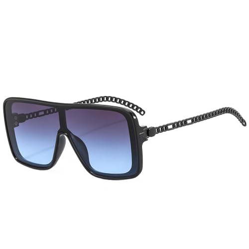 Lunettes de soleil rétro carrées MUTYNE monture monobloc et chaîne en métal pour femme