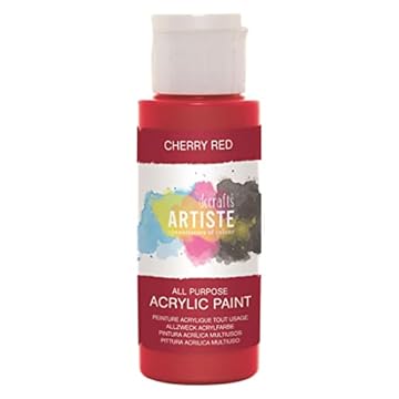 Artiste Acrylic Paint 59ml 2Oz Cherry Red, Quick-Drying Professional Art, Craft and Hobby Artists Paint, Vibrant Colour, Water-Based Paints Cover All Surfaces with Ease, Ideal for Travel Artists