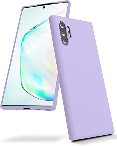 Image of DIZORO Liquid Silicone Case with Microfiber Cushioning Compatible for Samsung Galaxy Note 10 Plus Shockproof Slim Back Cover, Gel Rubber Full Body Protection - Purple
